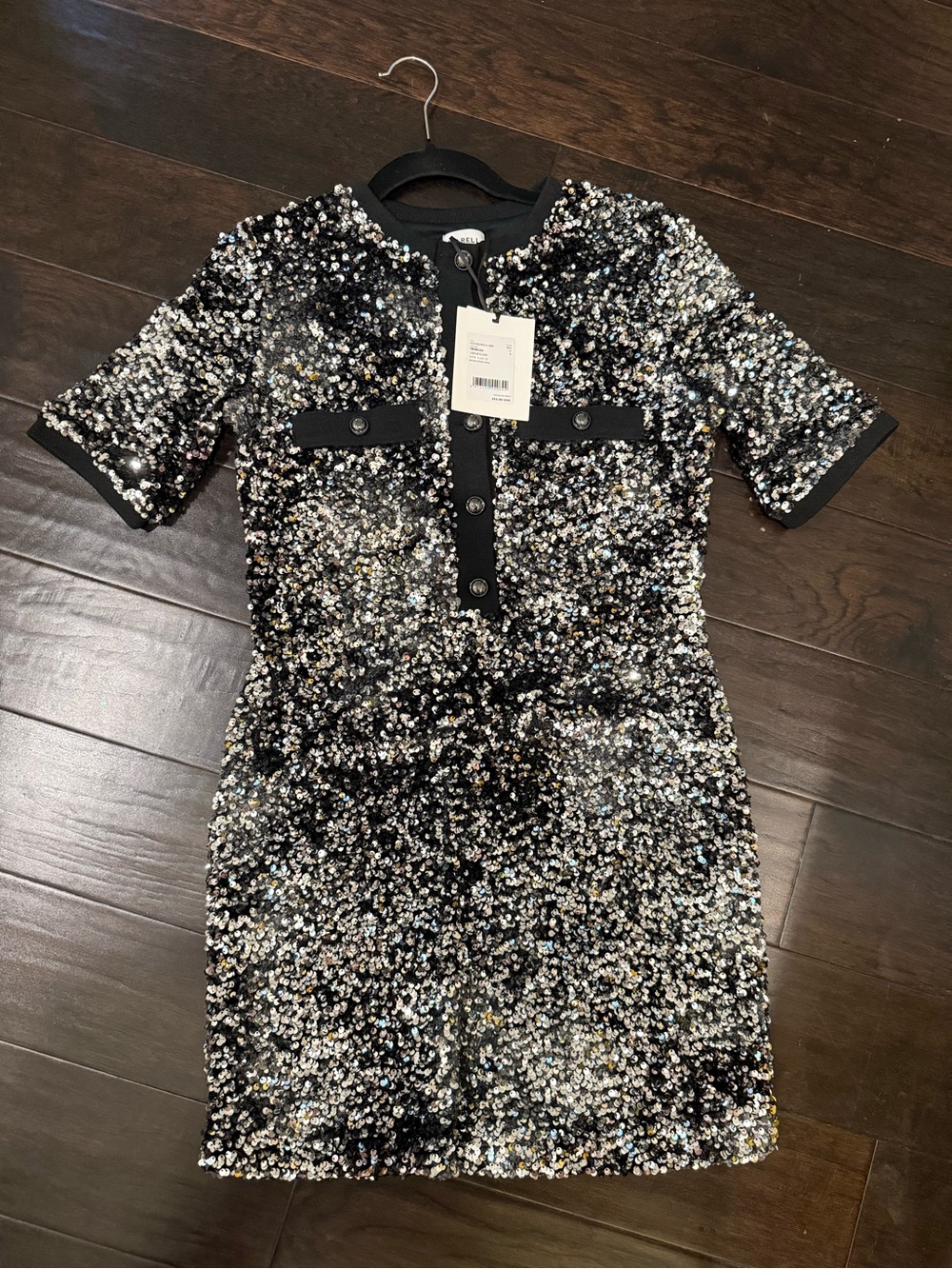 MARELLA Black and Silver Sequin Shift Dress